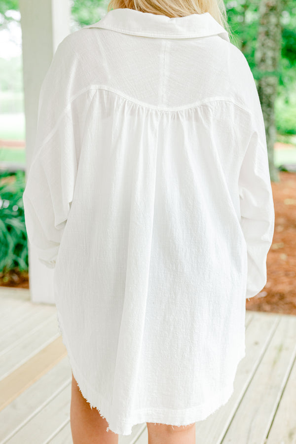 Chic soul plus size clothing, White long sleeve button up blouse with a collar 