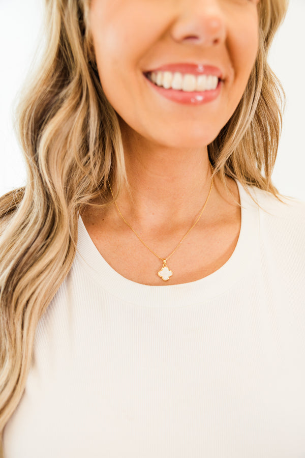 Chic Soul plus size clothing, gold chain pendant necklace with white clover pendant