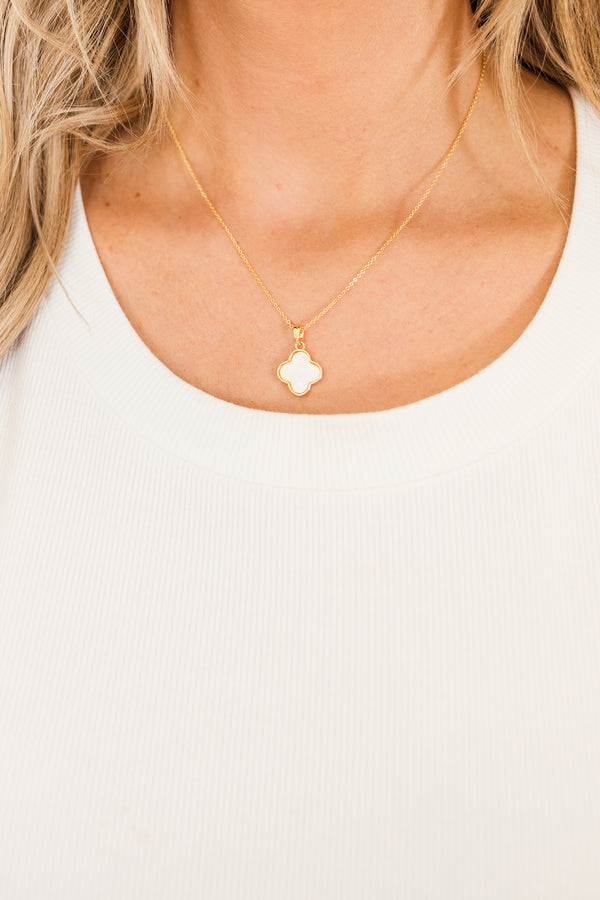 Chic Soul plus size clothing, gold chain pendant necklace with white clover pendant