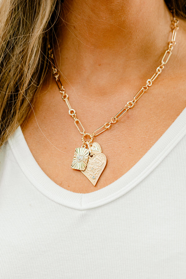 Chic Soul plus size clothing, gold chain heart charms necklace