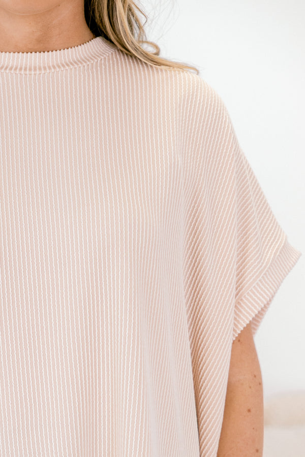 Chic Soul plus size clothing, knit taupe short sleeve sweater 