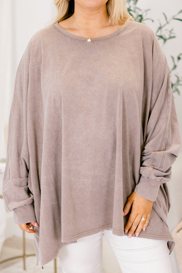 Chic Soul plus size clothing, long sleeve thin crew neck flowy tunic