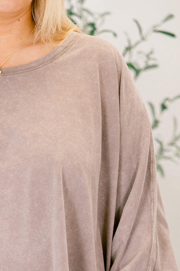 Chic Soul plus size clothing, long sleeve thin crew neck flowy tunic