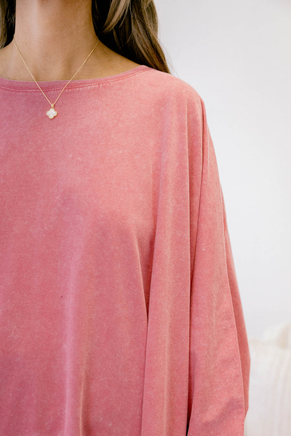 Chic Soul plus size clothing, light pink long sleeve oversized tunic