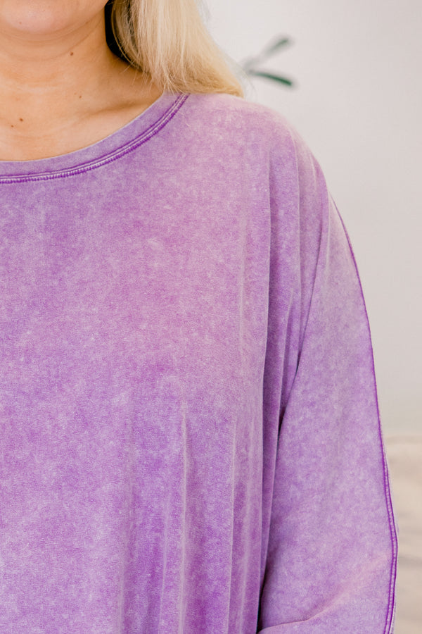 Chic Soul plus size clothing, purple long sleeve oversized tunic