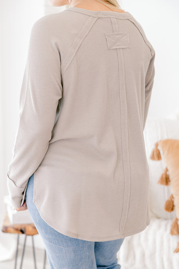 Chic Soul plus size clothing, ash mocha colored long sleeve top