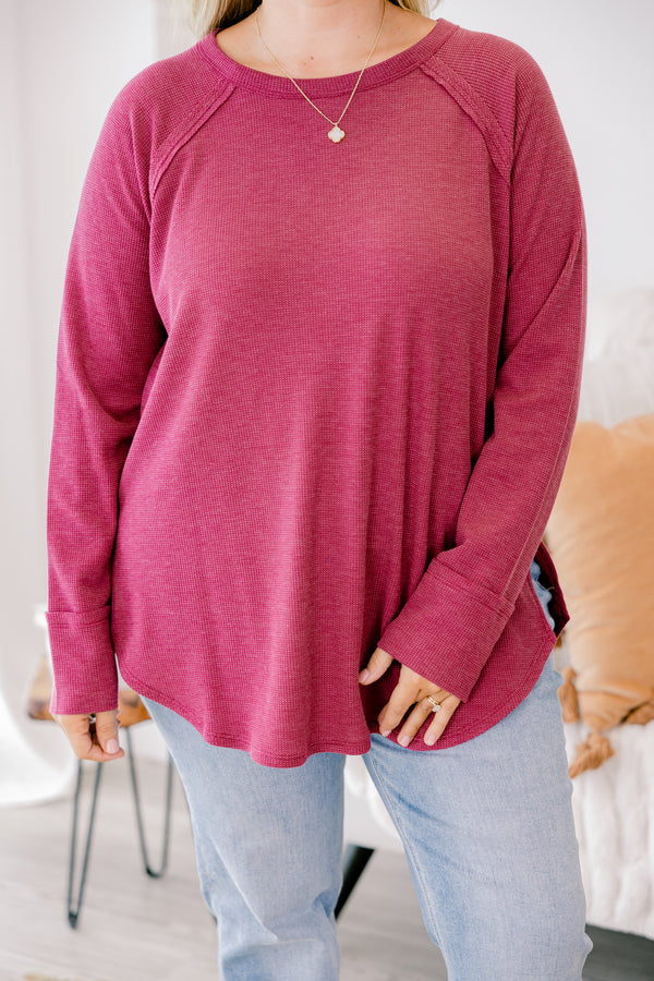 Chic Soul plus size clothing, mauve colored top with long sleeves 