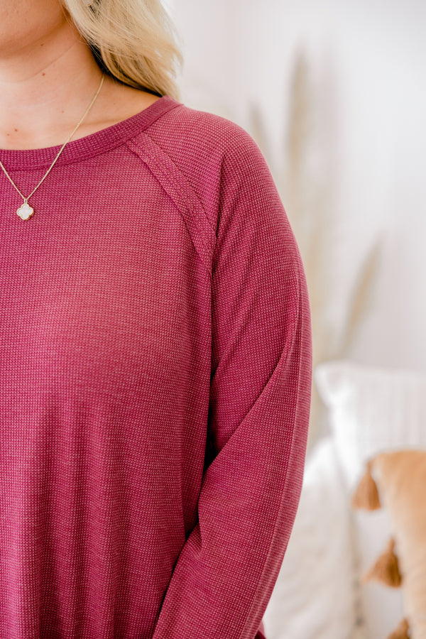 Chic Soul plus size clothing, mauve colored top with long sleeves 