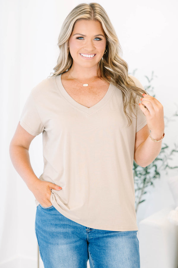 Always A Yes Top, Taupe