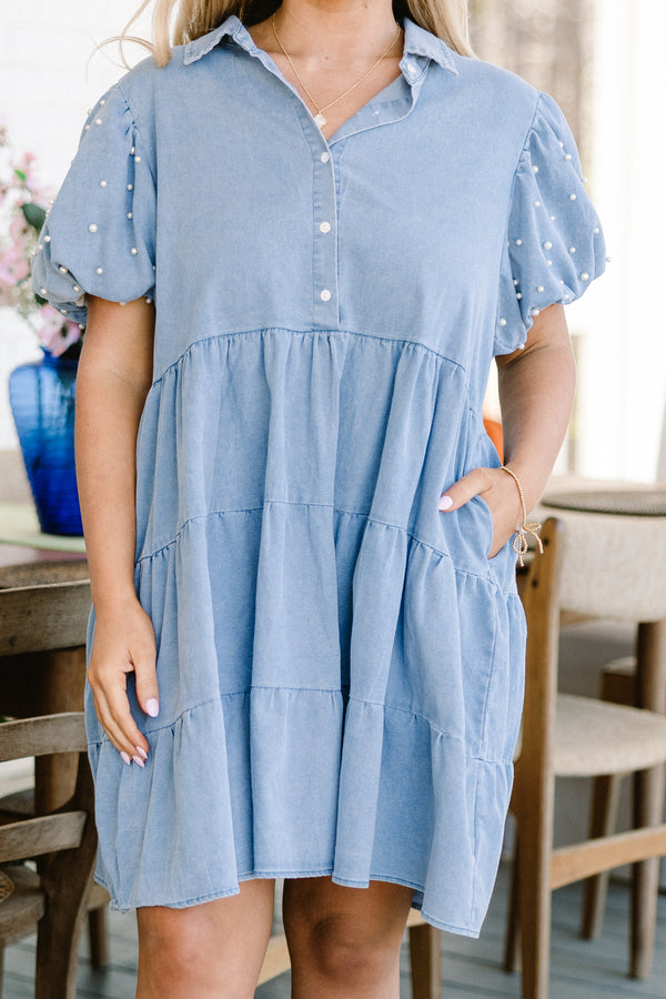 Chic Soul plus size clothing, Blue casual top with a white floral pattern, flutter sleeves