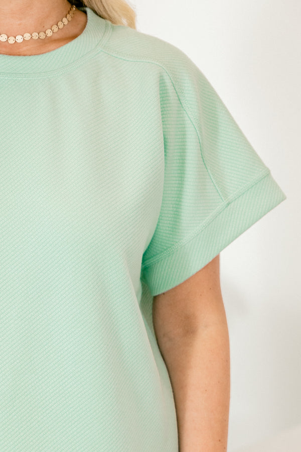 Chic Soul plus size clothing, seafoam green short sleeve lounge top