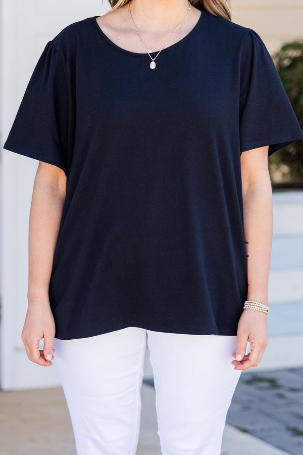 Chic Soul plus size clothing, short sleeve black top