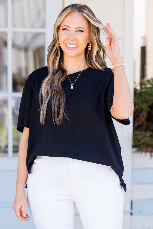 Chic Soul plus size clothing, short sleeve black top