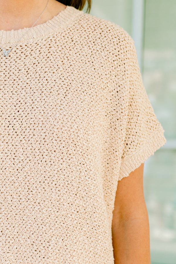Chic Soul plus size clothing, khaki short sleeve knitted basic top