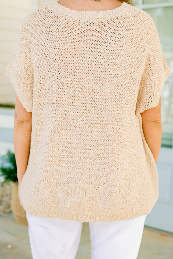 Chic Soul plus size clothing, khaki short sleeve knitted basic top