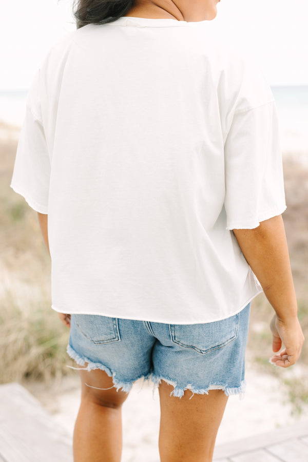 Chic Soul plus size clothing, white short sleeve vintage tee with 