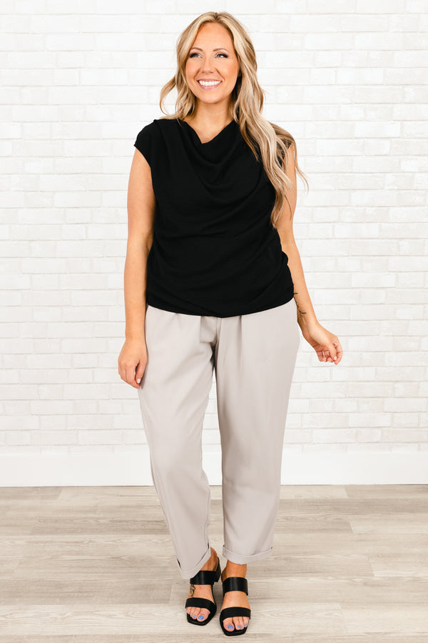 Chic Soul plus size clothing, black top with a high neckline