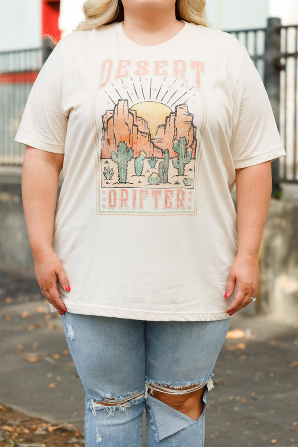 Chic Soul plus size clothing, soft cream t shirt with 