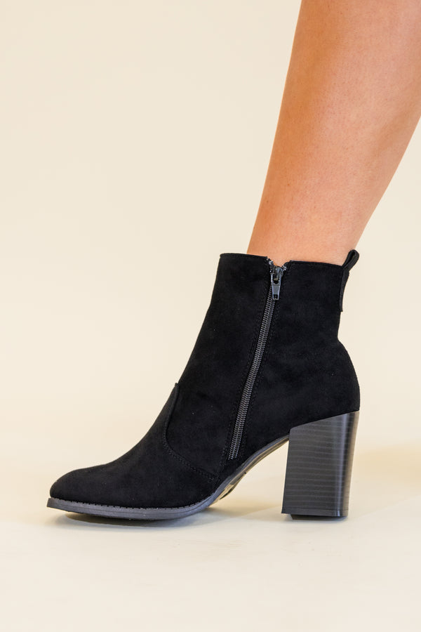 Chic Soul plus size clothing, black chelsea boot heels with black heel and black stitching 