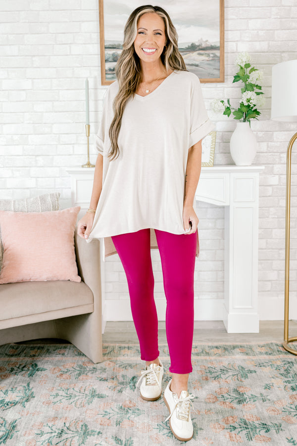 Chic Soul plus size clothing, raspberry pink leggings