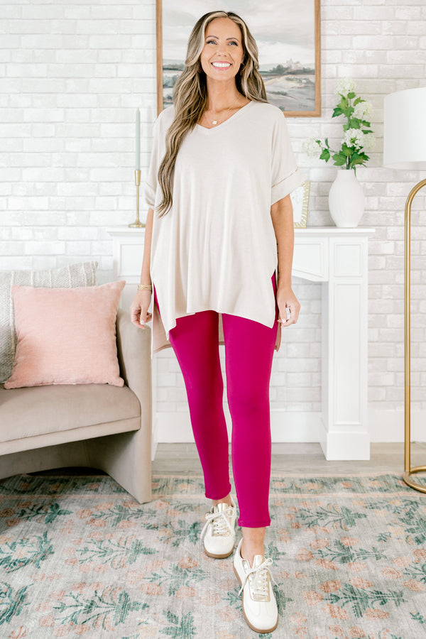 Chic Soul plus size clothing, raspberry pink leggings