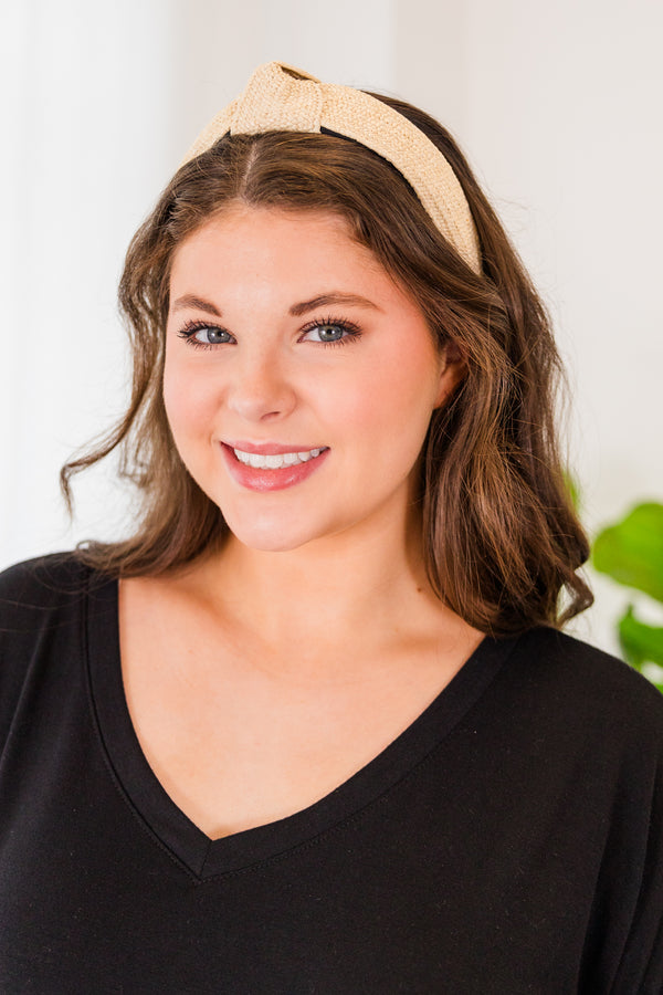 Chic Soul plus size clothing, thick ivory headband with tie in the middle 