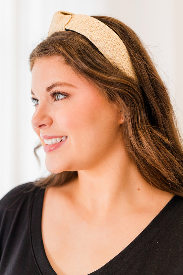 Chic Soul plus size clothing, thick ivory headband with tie in the middle 