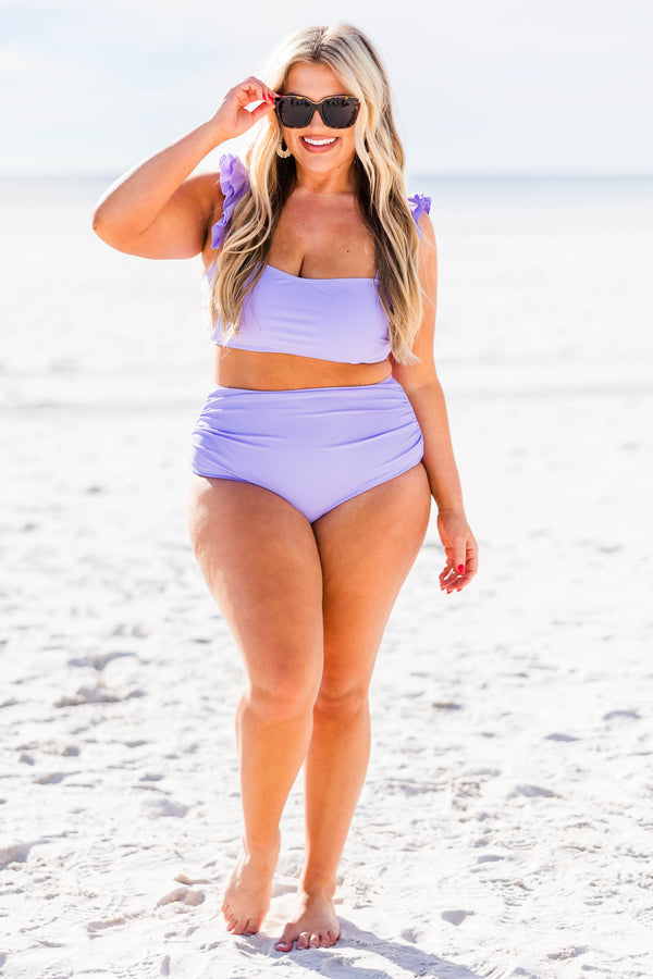 Chic Soul plus size clothing, lavender high waisted swimsuit bottoms