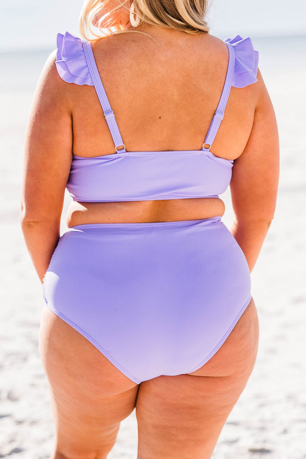 Chic Soul plus size clothing, lavender high waisted swimsuit bottoms