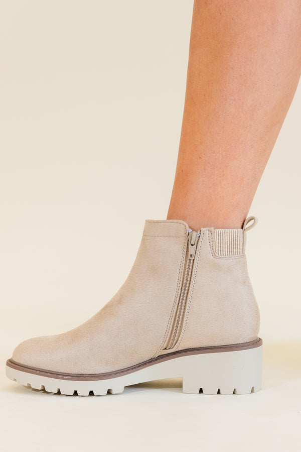 Chic Soul plus size clothing, wheat tan chelsea boots with tan heel and light brown stitching detailing