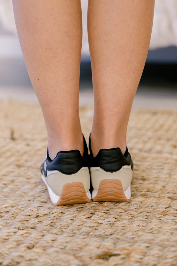Chic Soul plus size clothing, white and tan leather lace up sneakers with black design on one side