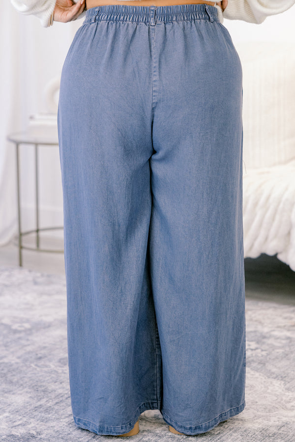Chic Soul plus size clothing, medium wash denim wide leg pants