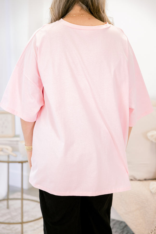 Chic Soul plus size clothing, dusty pink boyfriend graphic tee with 