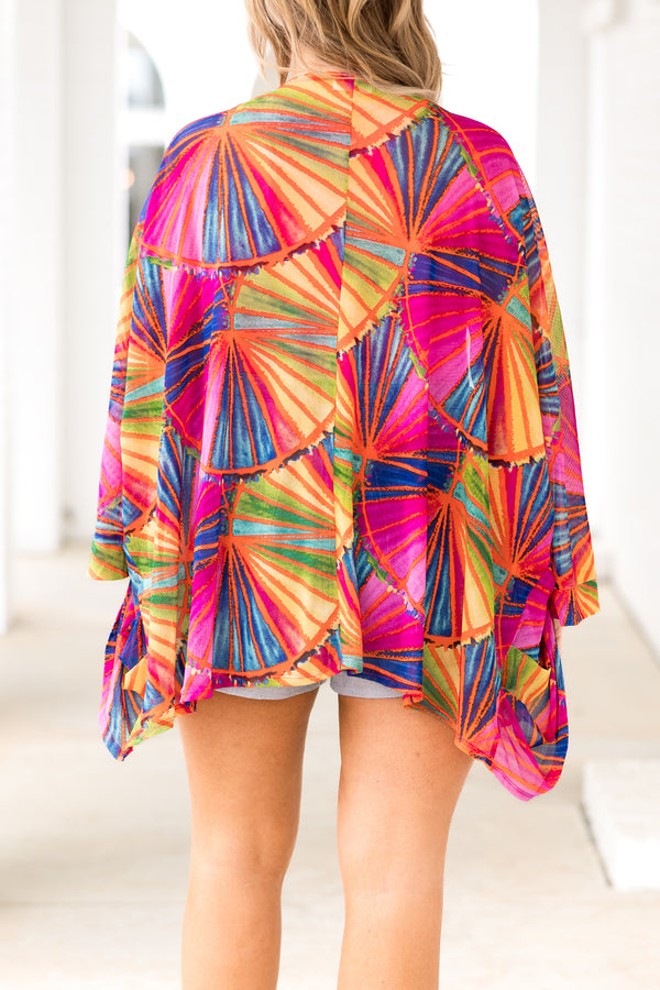 Chic Soul plus size clothing, multicolor floral pattern sheer kimono