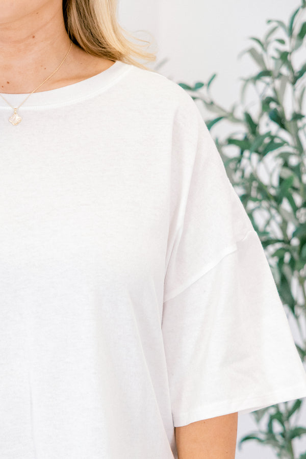 Chic Soul plus size clothing, white short sleeve oversized tee