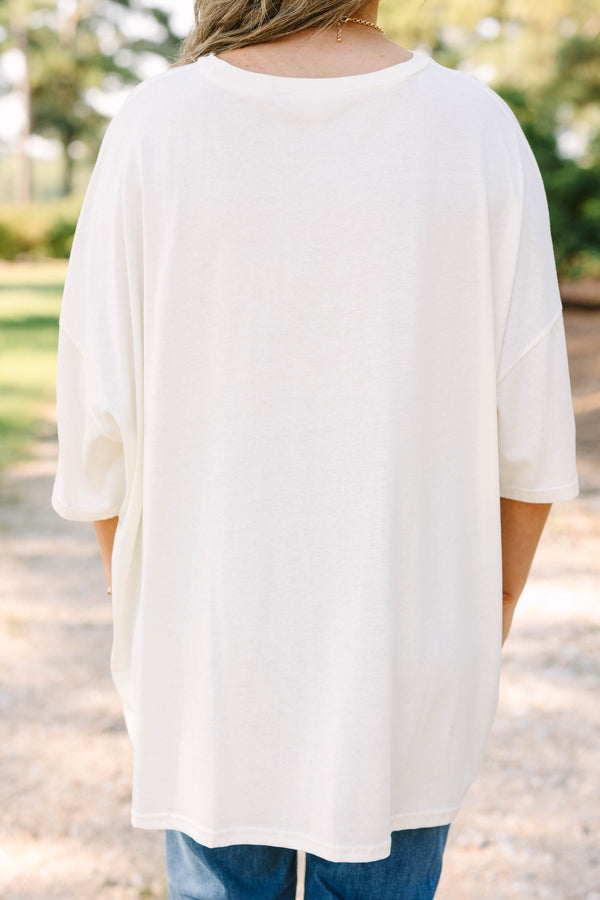 Cheetah Boots Boyfriend Tee, Ivory