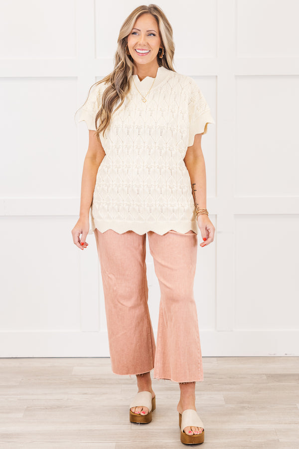 Chic Soul Plus size clothing, white short sleeve sweater 