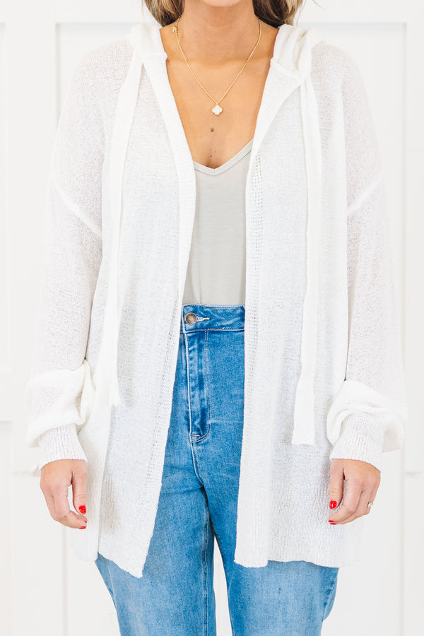 Chic Soul Plus size clothing, White long sleeve cardigan