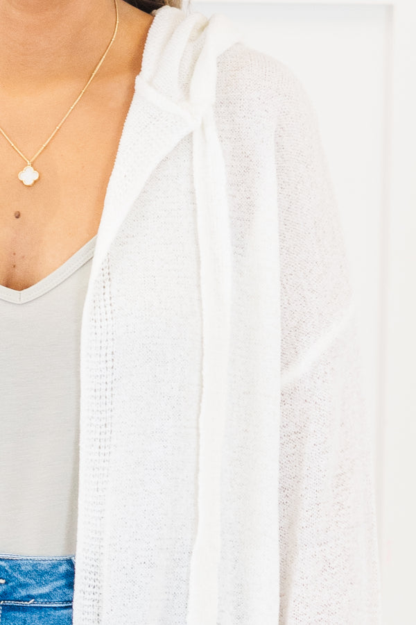 Chic Soul Plus size clothing, White long sleeve cardigan