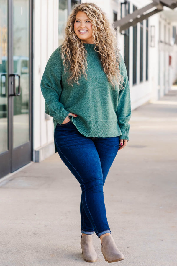Chic Soul plus size clothing, green knitted sweater