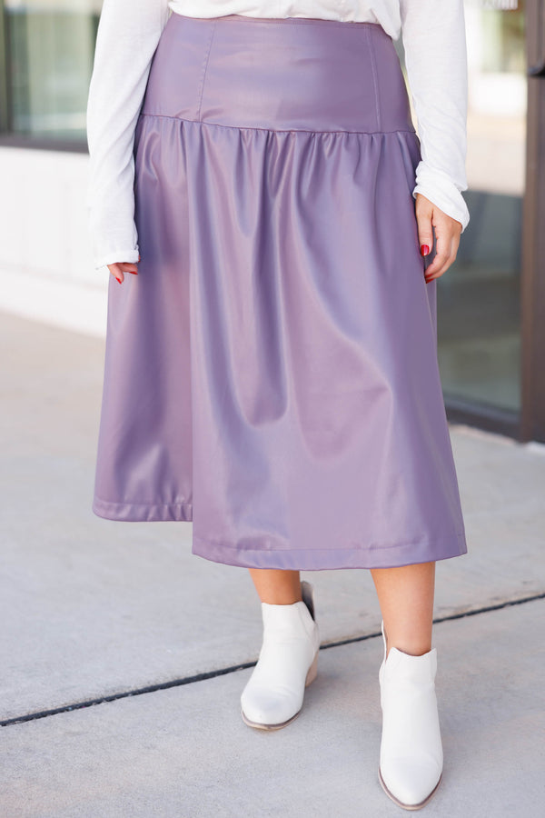 Chic Soul plus size clothing, purple faux leather skirt