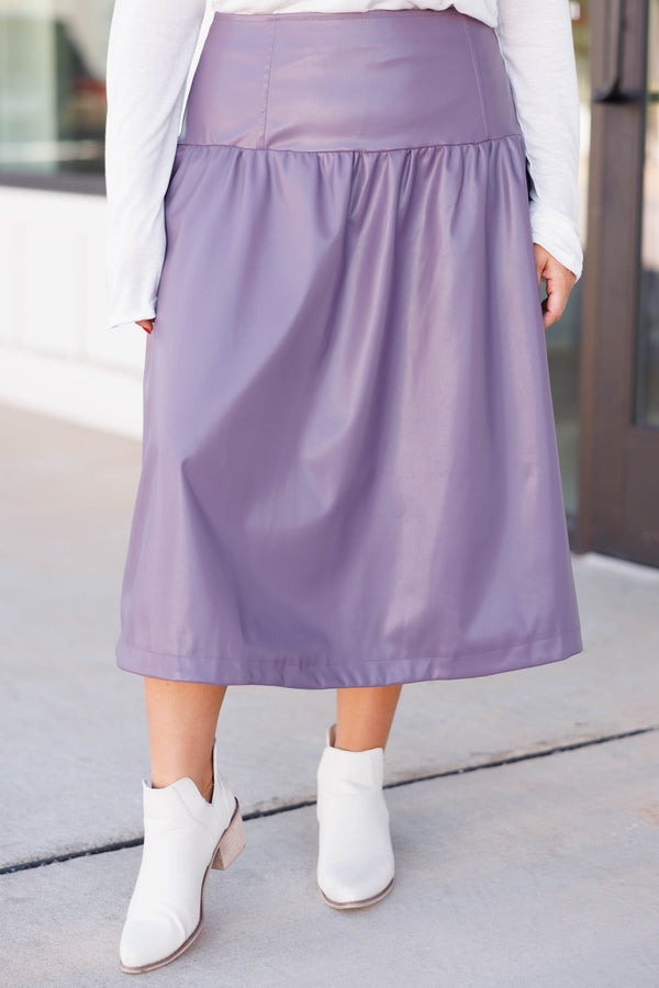 Chic Soul plus size clothing, purple faux leather skirt