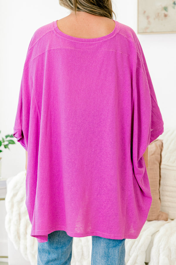 Chic Soul plus size clothing, berry causal top with half sleeves 