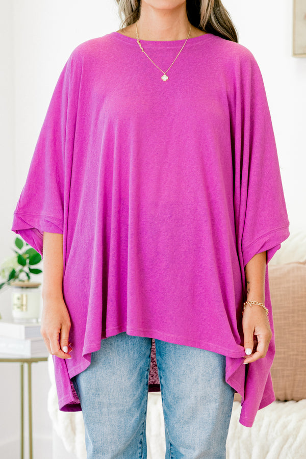 Chic Soul plus size clothing, berry causal top with half sleeves 
