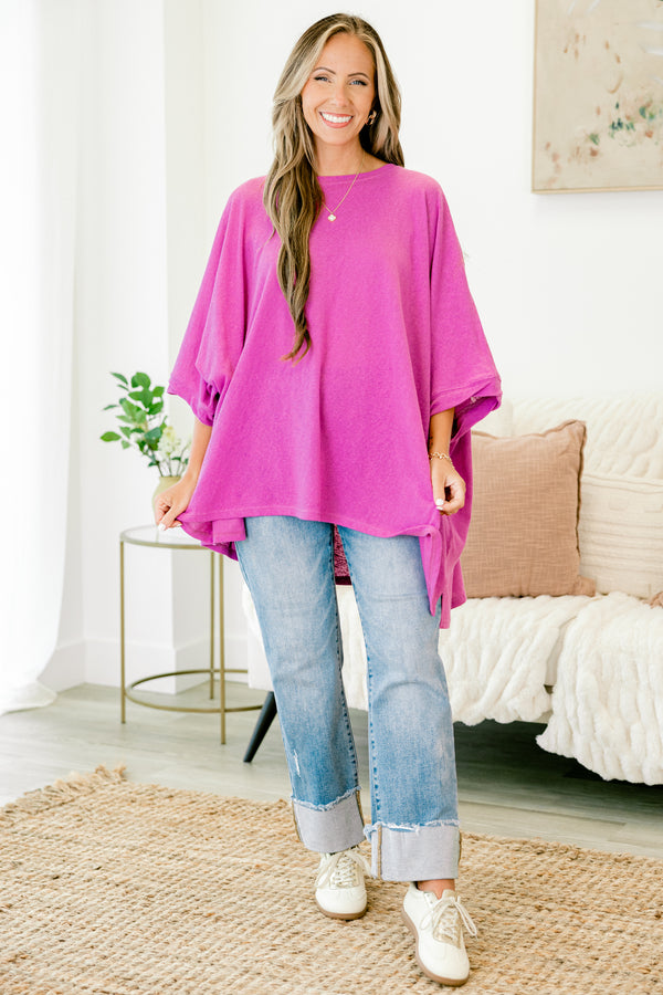 Chic Soul plus size clothing, berry causal top with half sleeves 
