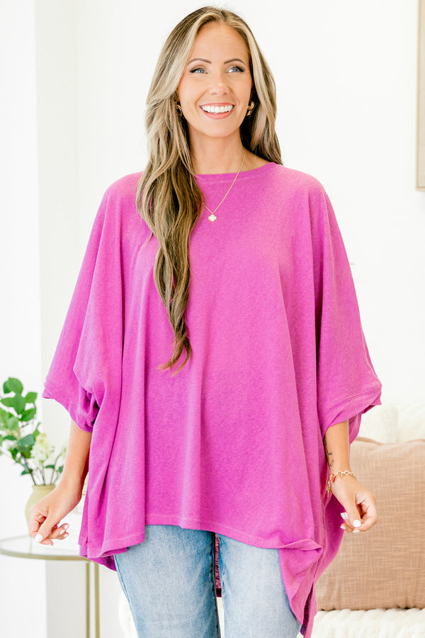 Chic Soul plus size clothing, berry causal top with half sleeves 