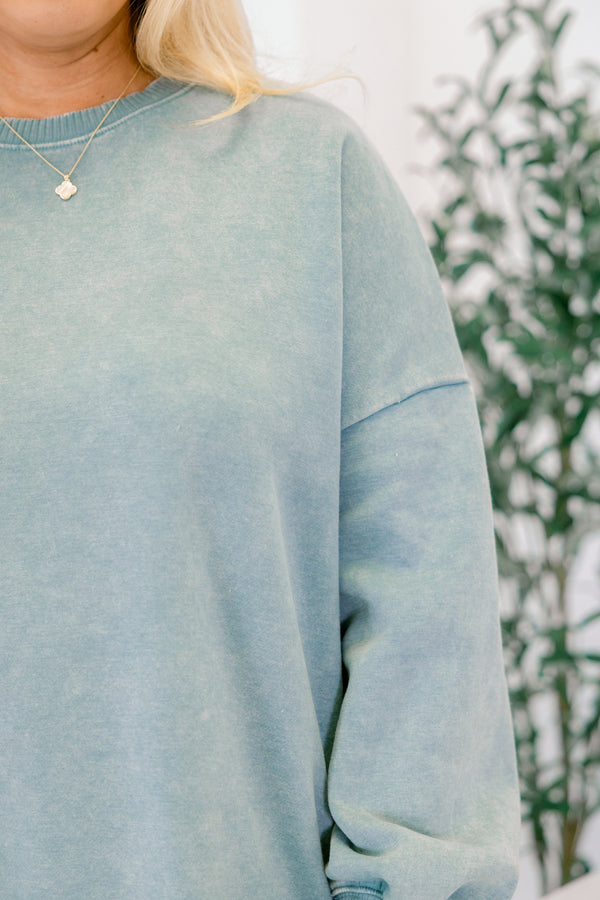 Chic Soul plus size clothing, cornflower blue long sleeve pullover