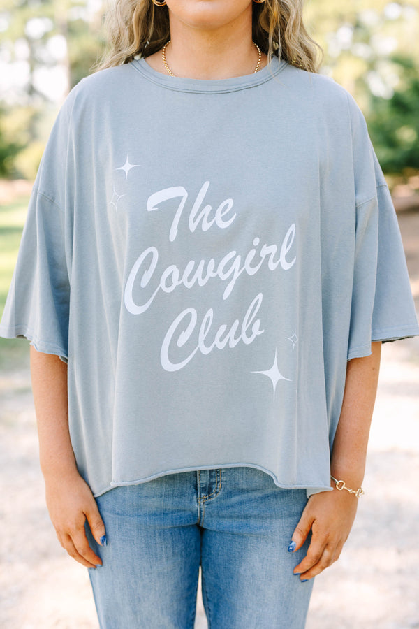 Cowgirl Clubbing Vintage Wash Tee, Steel