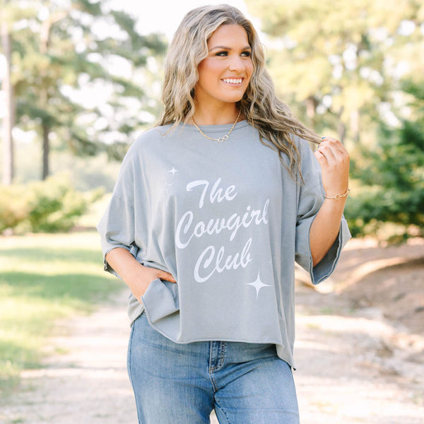 Cowgirl Clubbing Vintage Wash Tee, Steel