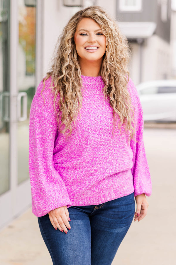 Chic Soul plus size clothing, berry colored bubble sleeve sweater textured, cozy, warm